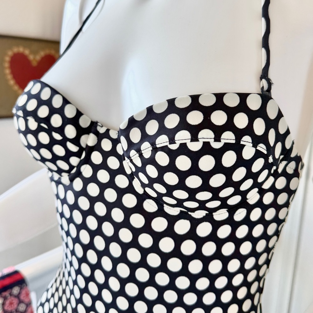 J. Crew Navy and White Polka Dot Swimsuit (size 2) - Picture 4 of 13